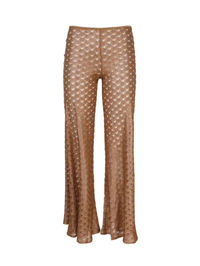 Missoni Open Knitted Flared Trousers In Orange