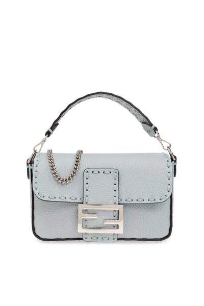 Fendi Baguette Mini Shoulder Bag In Clear Blue