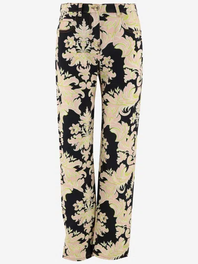 Etro Stretch Cotton Trousers In Black