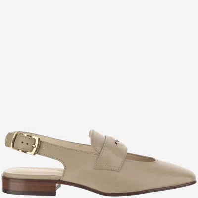 Tod's Slingback Loafers In Leather In Grey