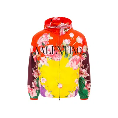 Valentino Flying Flowers Jacket In Red