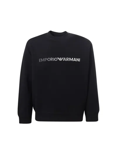 Emporio Armani Sweatshirt In Drawing Black