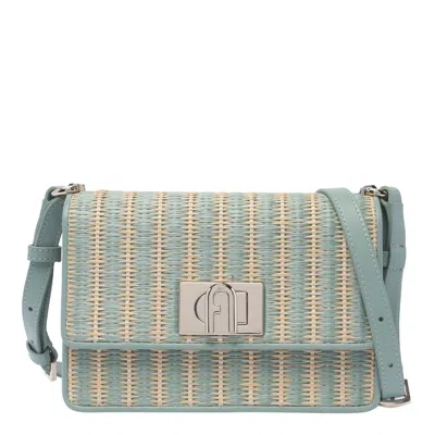 Furla 1927 Mini Striped Wowen Shoulder Bag In S Toni Mineral Green