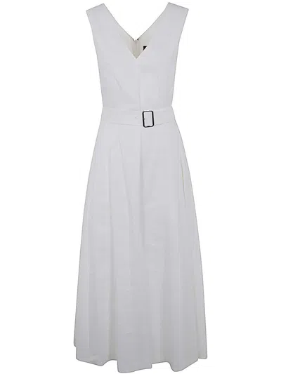 Theory V Neck Volume Dress Clothing In White