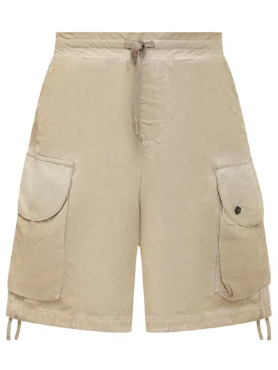 A Paper Kid Cotton Blend Cargo Shorts In Beige
