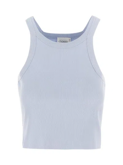 Closed Cotton Tank Top In Blue