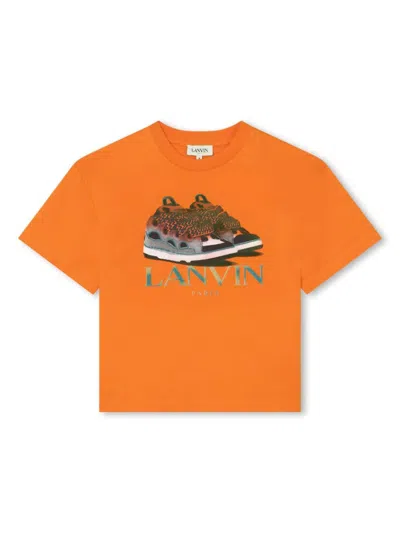 Lanvin Kids' Orange T-shirt With Logo Print