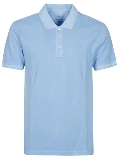 Woolrich Mackinack Logo Embroidered Polo Shirt In Light Blue