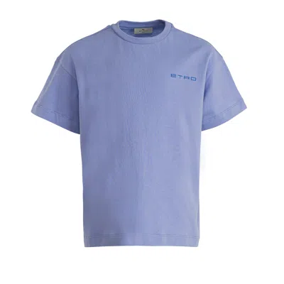 Etro Kids' T-shirt Con Stampa In Light Blue