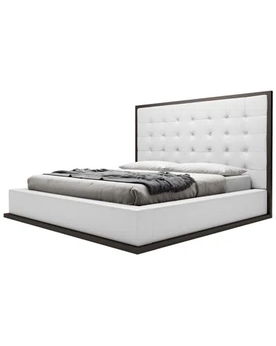 Modloft Ludlow Eco Leather White & Walnut Queen Bed