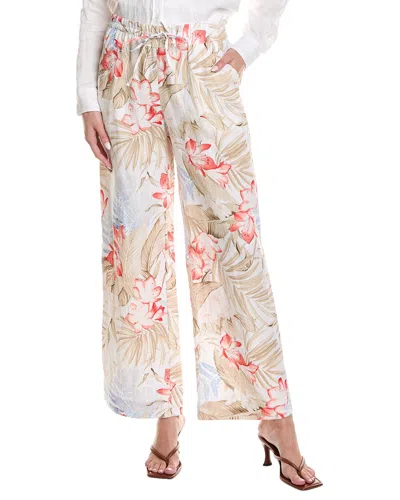 Tommy Bahama Delicate Flora High-rise Easy Linen Pant In White