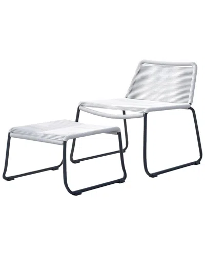 Modloft Barclay Indoor/outdoor Stacking Lounge Chair & Ottoman In White