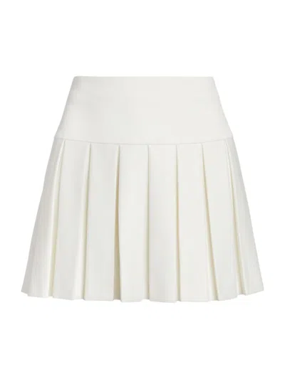 Alice And Olivia Emilie Box Pleat Miniskirt In Off White