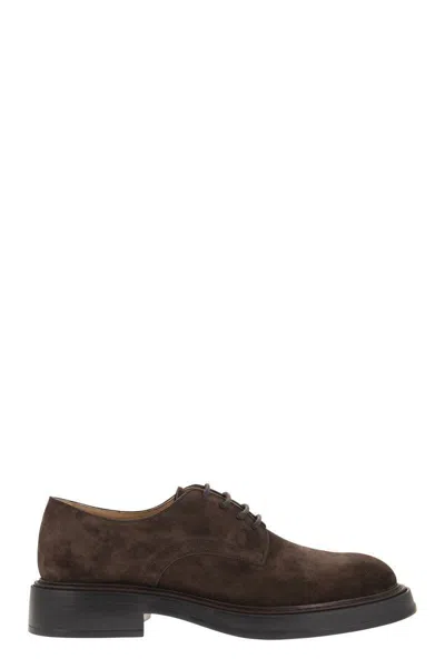 Tod's Suede Laced Leather In Brown