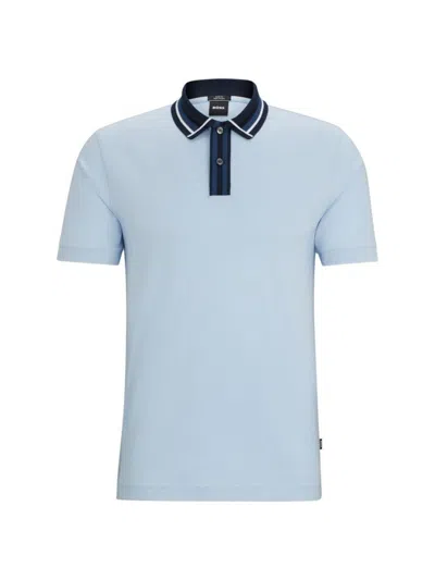 Hugo Boss Men's Mercerized-cotton Polo T-shirt In Light Blue