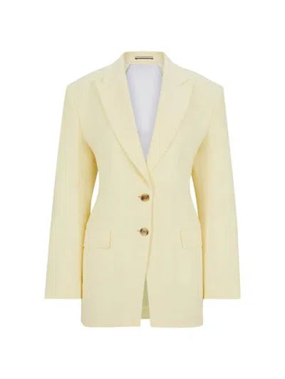 Hugo Boss Oversize-fit Jacket With Adjustable Open Back In Light Yellow