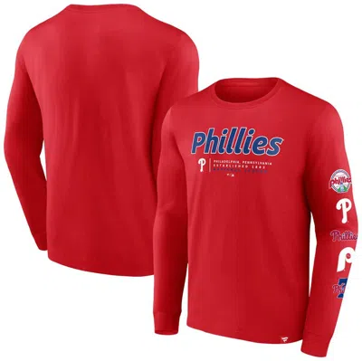 Fanatics Branded Red Philadelphia Phillies Strike The Goal Long Sleeve T-shirt