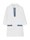 Sandro Womens Naturels Denim-trim Tweed-textured Cotton-blend Mini Dress In White
