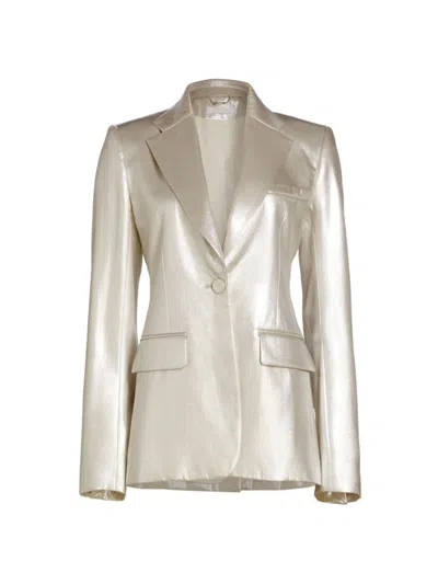 Chloé Metallic Silk Blazer In Silver Cloud