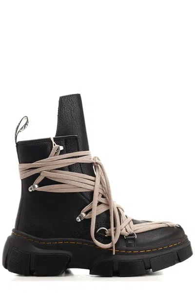 Rick Owens Mega Leather Lace-up Boots In Black