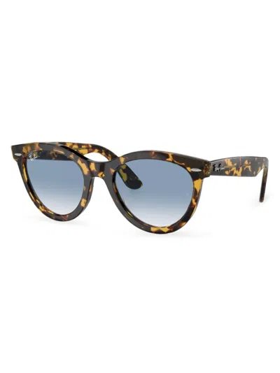 Ray Ban Women's Wayfarer Way 51mm Oval Sunglasses In Yellow Havana Blue Gradient