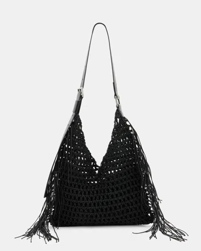 Allsaints Sabine Crochet Shoulder Bag In Black