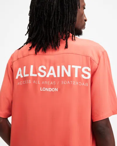 Allsaints Access Short Sleeve Relaxed Fit Shirt In Sunburnt Orange