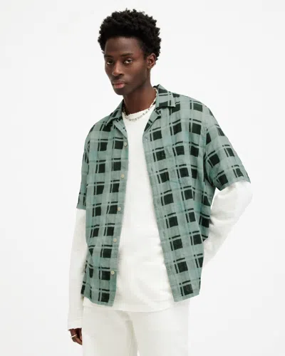 Allsaints Big Sur Checked Relaxed Fit Shirt In Shamrock Green