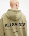 Allsaints Access Relaxed Fit Logo Hoodie In Herb Green