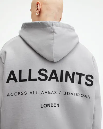 Allsaints Access Relaxed Fit Logo Hoodie In Smokey Grey