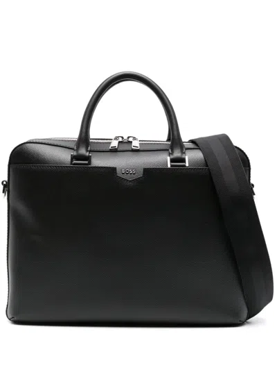 Hugo Shotgun Leather Briefcase In Black
