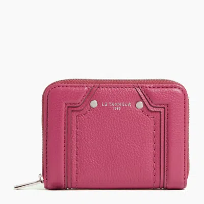Le Tanneur Ella Zipped Card Holder In Grained Leather In Pink