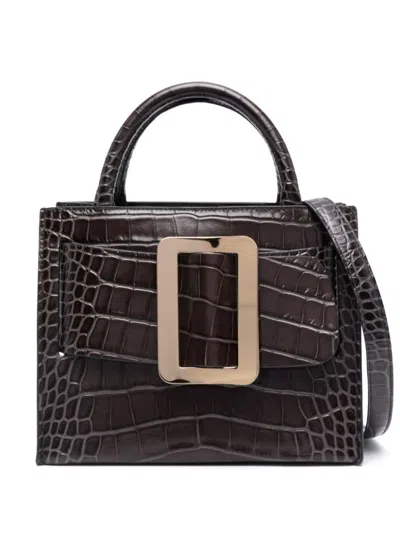 Boyy Bobby 23 Croco Embossed Leather Handbag In Black