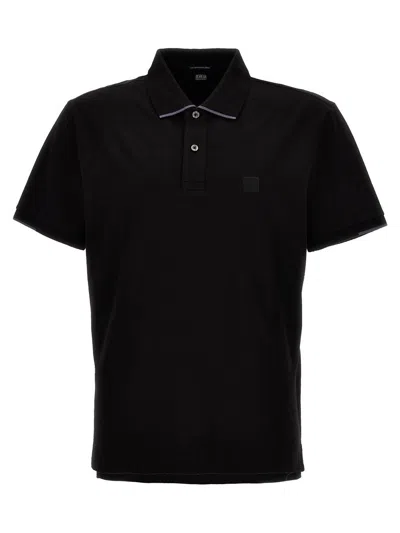 C.p. Company Stretch Piquet Polo Shirt In Black