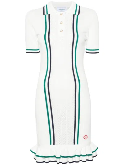 Casablanca Pointelle Tennis Mini Dress In White,green