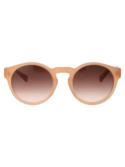 Chloé Xena Round Bio-acetate Sunglasses In 004 Nude Nude Brown