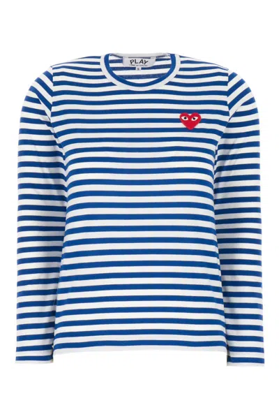 Comme Des Garçons Striped Long Sleeve T-shirt In Blue