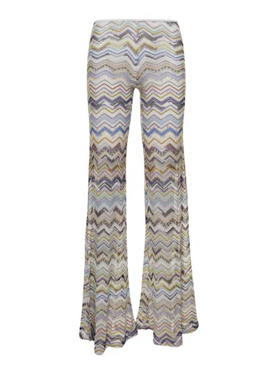 Missoni Viscose Knit Trousers In Multicolour