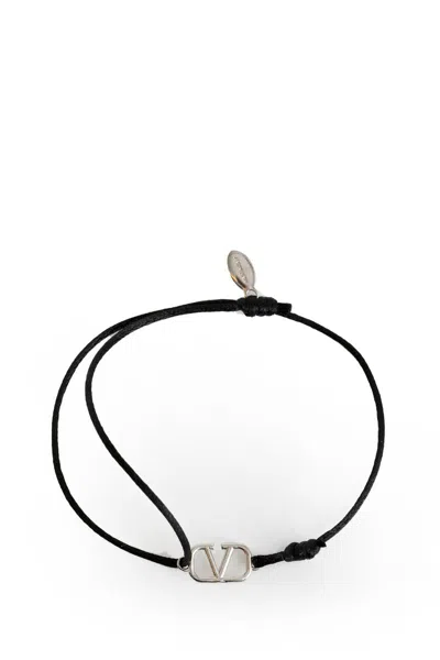 Valentino Garavani V Logo Signature Adjustable Bracelet In Black