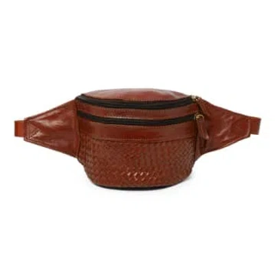 Atelier Marrakech Leather Woven Bum Bag In Brown