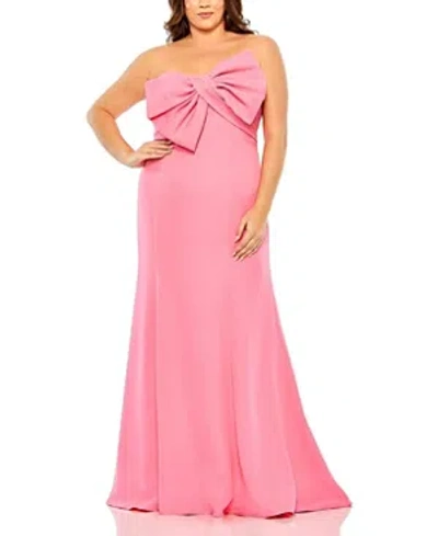 Mac Duggal Bow Front Crepe Gown In Candy Pink