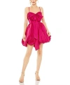 Mac Duggal Spaghetti Strap Center Bow Balloon Mini Dress In Fuchsia