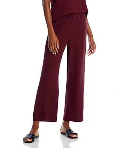 Eileen Fisher Cropped Straight-leg Silk Trousers In Wine