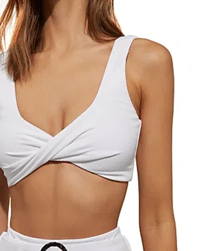Reiss Danielle - White Textured Twist Front Bikini Top, Us 10
