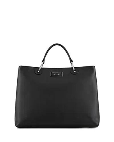 Emporio Armani Medium Myea Shopper Bag In Synthetic Leather In Black