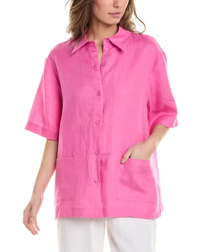 Cynthia Rowley Isola Linen Camp Shirt In Pink