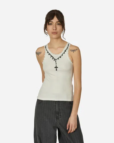 Aries Ros Lace Trim Vest In White