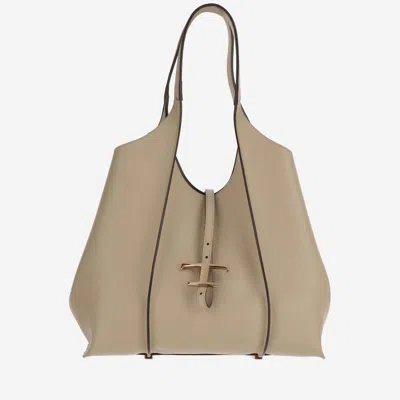 Tod's T Timeless Medium Leather Hobo Bag In Natural