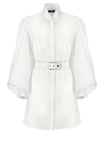 Elisabetta Franchi Cotton Mini Dress In White