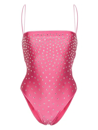Oseree Flamingo Gem Maillot Swimsuit In Pink